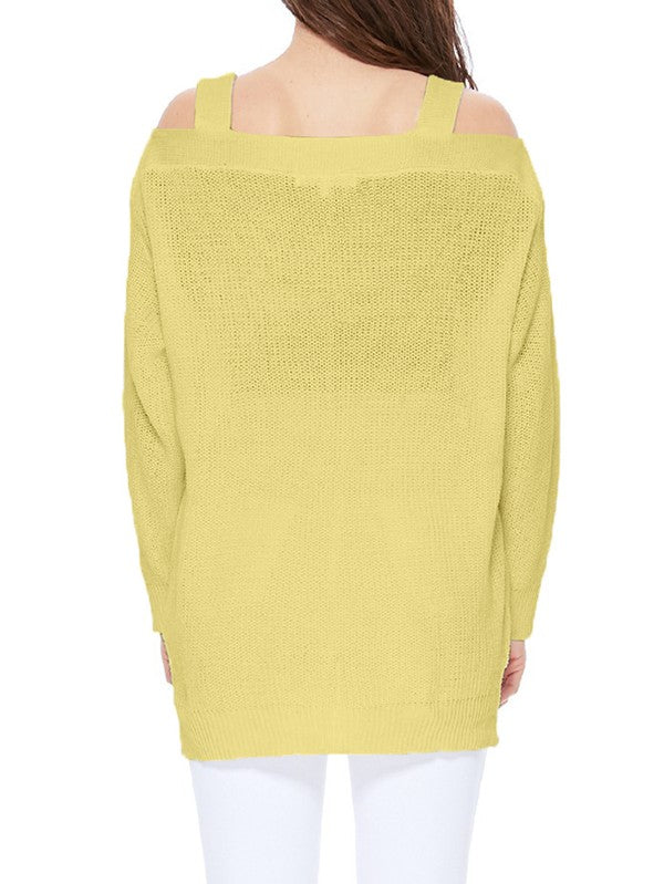 Off Shoulder Loose Over Sized Fit Sweater Knit Top