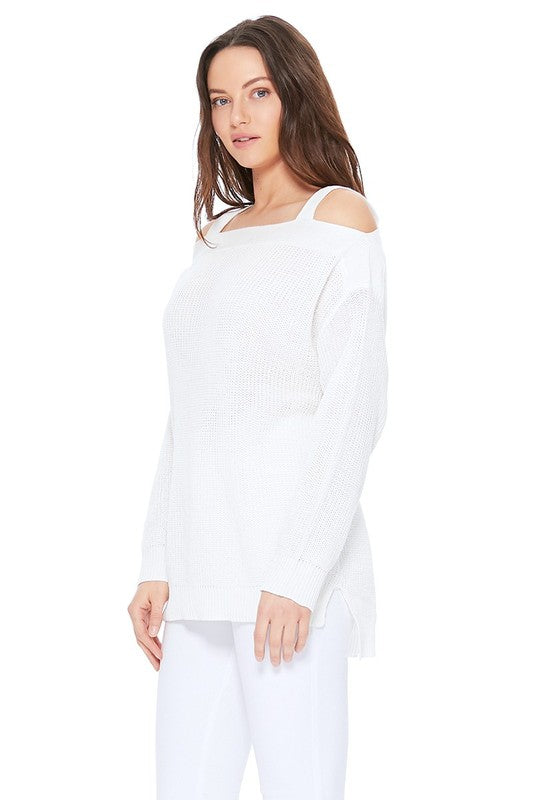 Off Shoulder Loose Over Sized Fit Sweater Knit Top