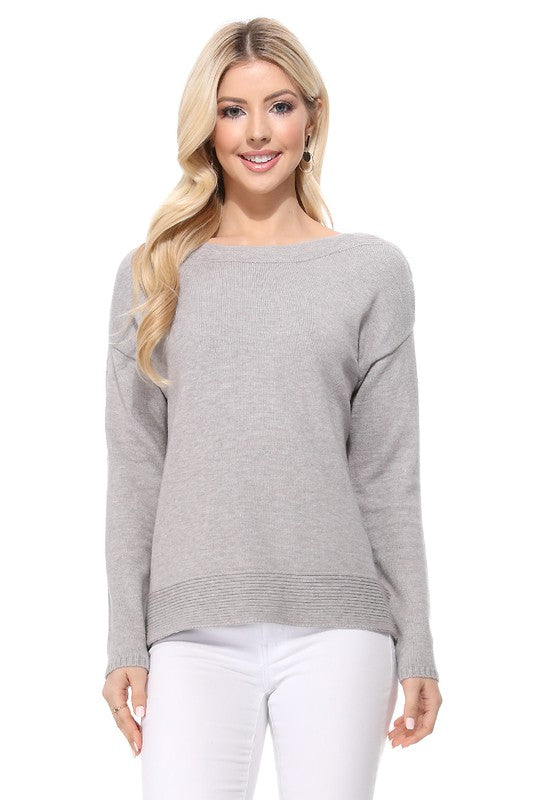 Silky Soft Rayon Stretch Boat Neck Sweater Top