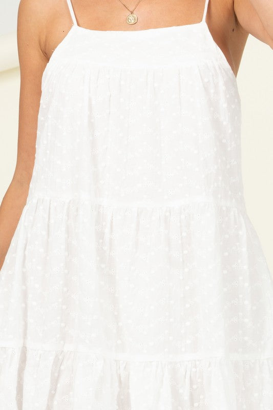 EYELET TIERED CAMI DRESS