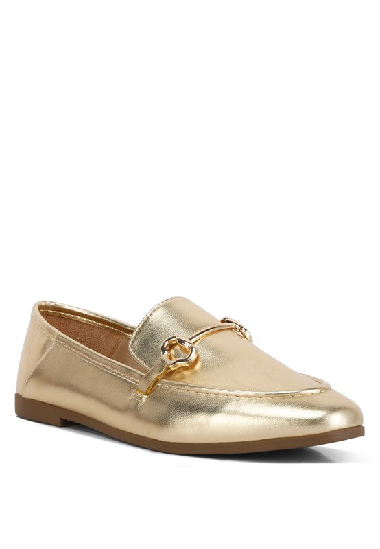 Ichiro Metallic Faux Leather Horsebit Loafers