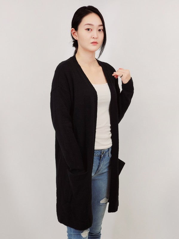 Cozy Elastic Loose Fit  Sweater Cardigan w/Pockets