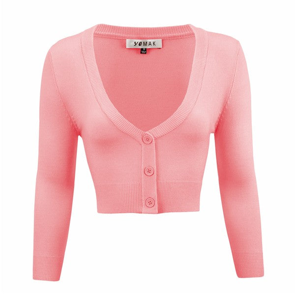 Women's Cropped Bolero 3/4 Sleeve Cardigan