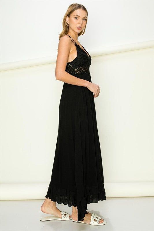 IN LOVE BUSTIER LACE MAXI DRESS