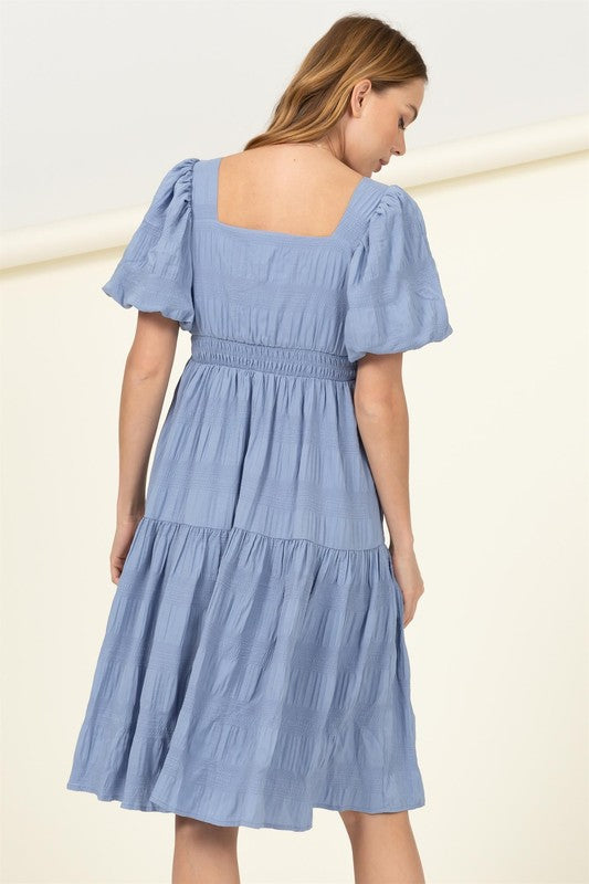 FIND ME AGAIN TIERED MIDI DRESS