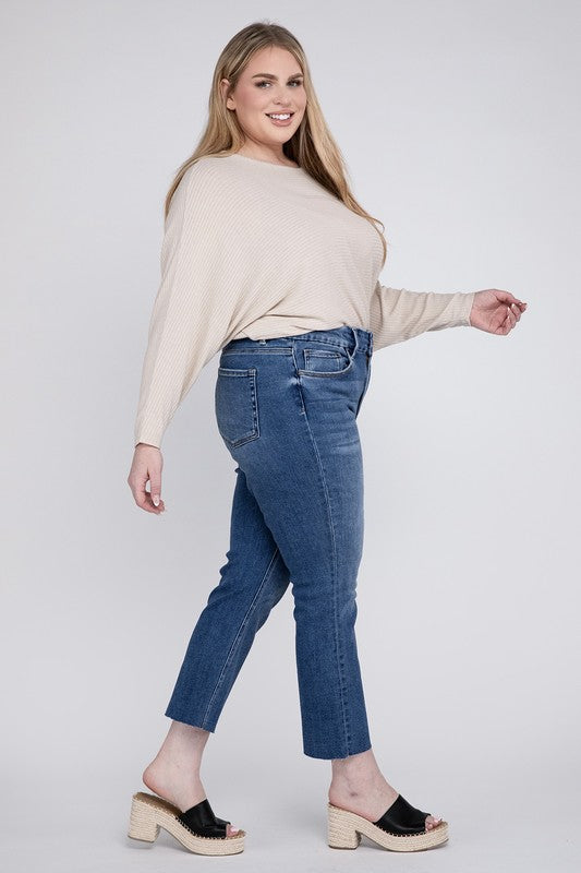 Plus Size High Rise Slim Straight Jeans