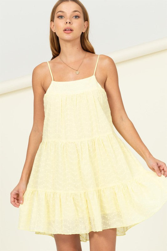 EYELET TIERED CAMI DRESS