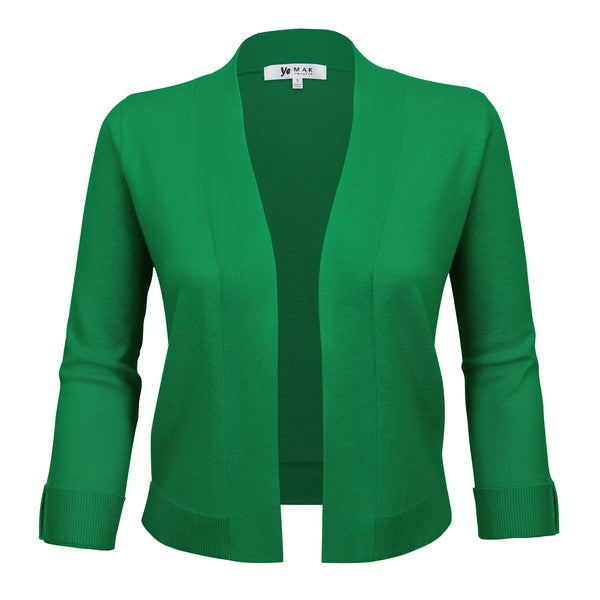 Open Front Cropped Bolero Shrug Cardigan