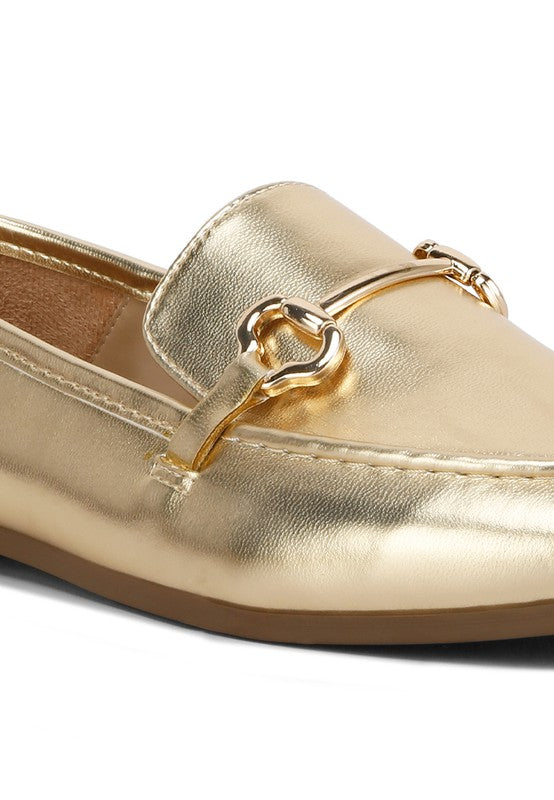 Ichiro Metallic Faux Leather Horsebit Loafers