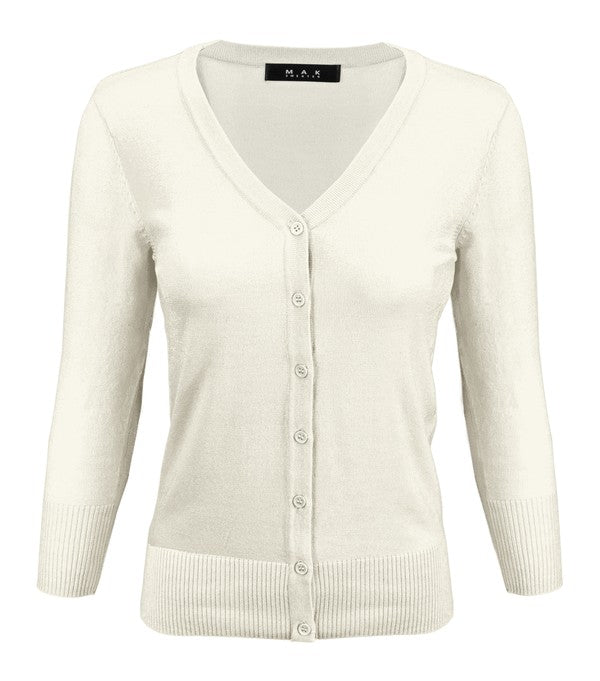 Crewneck Button Down Knit Plus Size  Cardigans