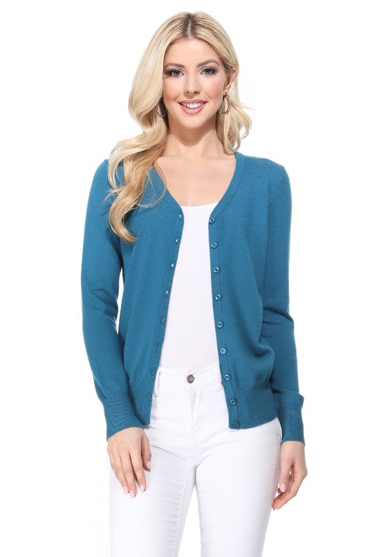 Women's V-Neck Button Down Knit Cardigan Sweater