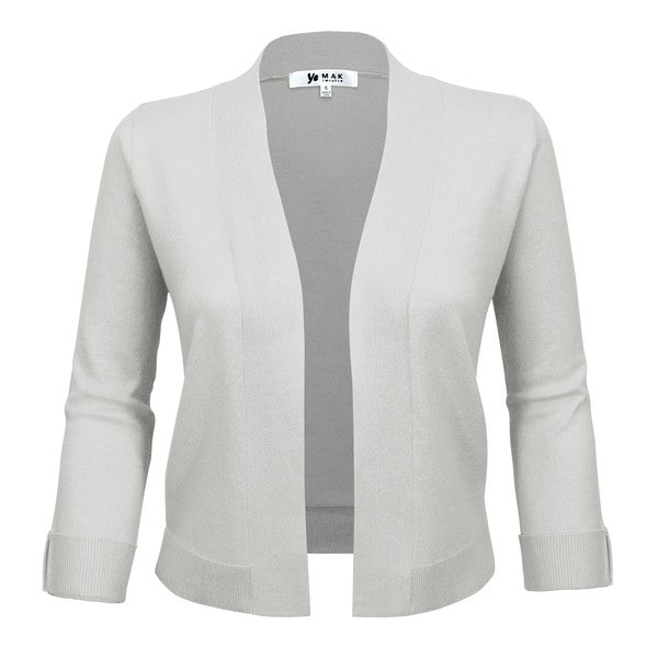 Open Front Cropped Bolero Shrug Cardigan