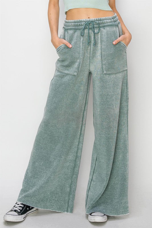 High Rise Wide Leg Drawstring Pants